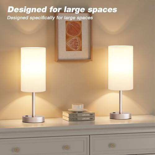 17.4" Antique White Lamp for Bedroom - Dimmable Touch, USB A+C, AC Outlet - Image 5