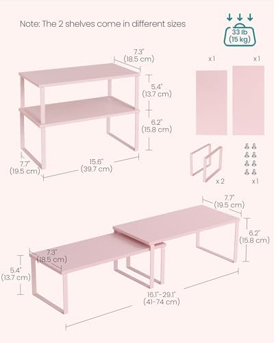 SONGMICS Cabinet Organizer Shelf, Set of 2 Spice Rack, Kitchen Storage - Image 6