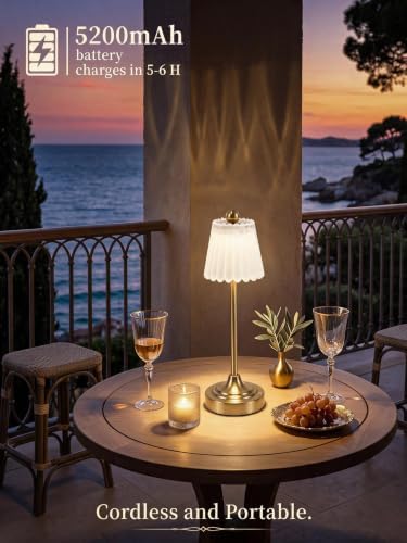 Small Vintage Rechargeable Cordless Table Lamp (White, 1 Pack) - Image 6