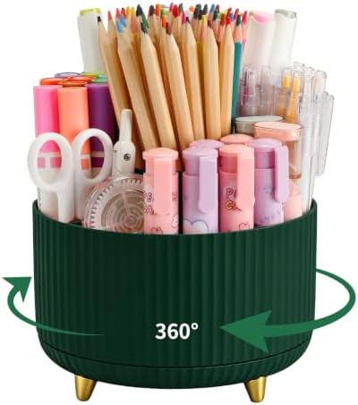 Camelmother 360°Rotating Pen&Pencil Holder For Desk With 5Slots Cute Office by Camelmother