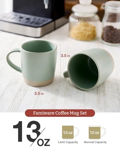 famiware Coffee Mugs Set of 6, Milkyway 13 oz Ceramic Cup Set with Handle - Image 3