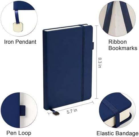A5 Dotted Journal Starter Kit with Stencils and Stickers, Hardcover Dot Grid Notebook with 120 GSM Paper, Index Tabs and Date Stickers for Journaling, Study and Work,Dark Blue - Image 4
