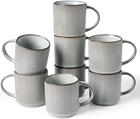 famiware Coffee Mug Set of 8, Star 12 oz Ceramic Mugs Cups Set with Handle by Famiware