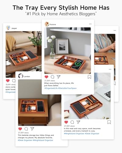 Valet Tray, Built in Wireless Charging Pad, Nightstand Organizer - Image 7