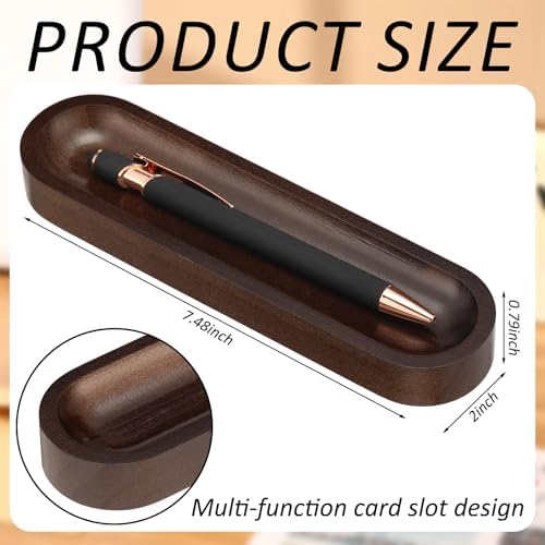 Chunful Set of 2 Black Walnut Pen Tray Wood Pen Holder - Image 2
