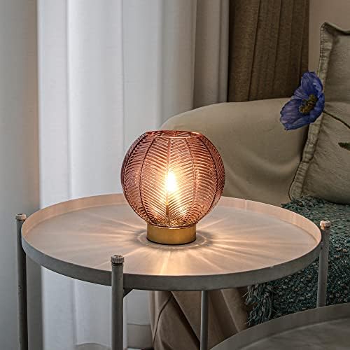 LUSHARBOR Battery Operated Decorative Glass Table Lamp with Timer Red - Image 4