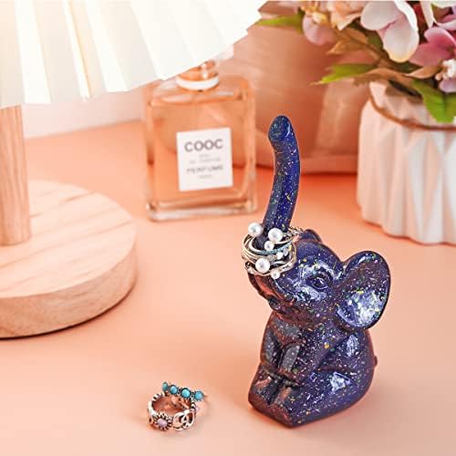 PUDDING CABIN Purple Elephant Ring Holder Cute Ring Organizer Stand Display, Unique Elephant Gift for Women Mom Mother's Day Birthday Engagement Bridesmaid Christmas Gift - Image 2