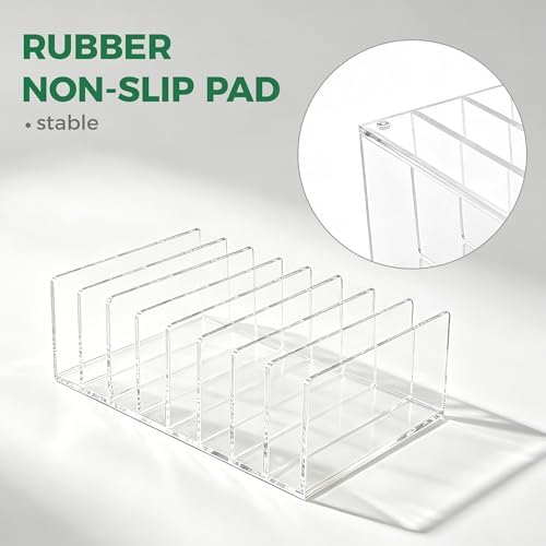 8 Compartments Clear Acrylic Mail Holder – Vertical Letter Sorter & Multifunction Desk Organizer for Bills, Documents, Notebooks – Modern Office/Home Envelope File Rack - Image 4