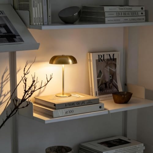 Portable LED Mushroom Table Lamp, Cordless Gold Table Lamp with 3 Color Stepless Dimming, Touch Control, Adjustable Height, Touch Lamp for Nightstand, Bedroom, Coffee Table, Bar, Restaurant (Golden) - Image 5