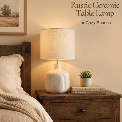 Ceramic Table Lamp, Off-White, 17.75" - Image 2