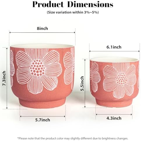 Ceramic Plant Pots, 8+6 Inch, 2 Pcs Indoor Planters with Drainage Holes - Image 5