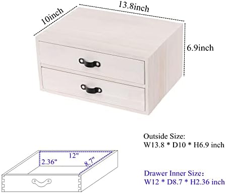 DDYURI Desk Organizer Drawers for Office Supplies Kitchen Storage - Wood Makeup Organizer Box/Countertop Drawers Chest for Dresser Wooden Cabinet Printer Stand Machine Shelf White (FAX2C-WH） - Image 3