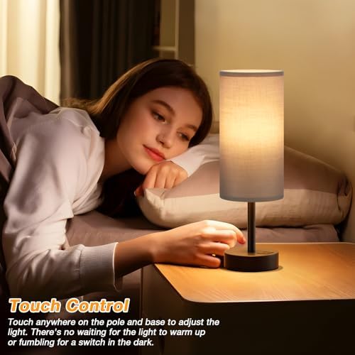 Dicoool Bedside Table Lamp for Bedroom - 3-Way Dimmable Touch Lamp, USB A+C - Image 2