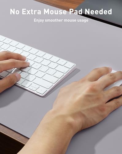 Aothia Faux Leather Desk Mat - Large Mouse Pad, Non-Slip PU Leather Blotter, Waterproof Writing Surface for Office and Home (Smoky Lavender, 42" x 17") - Image 4