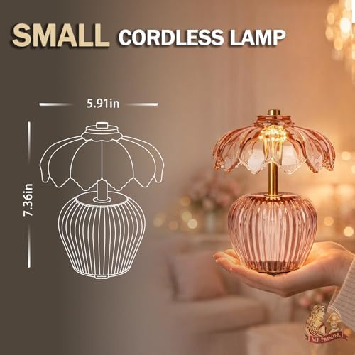 MJ PREMIER Rechargeable Table Lamp, Small Cordless Lamp with Timer, Pink - Image 2