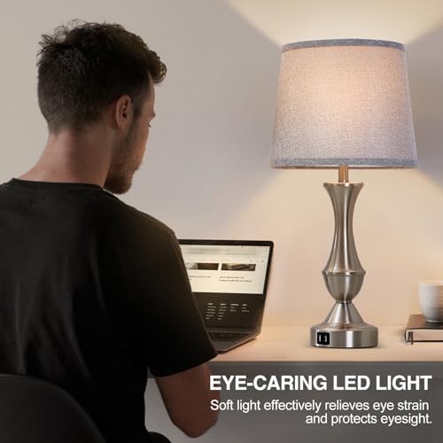 Touch Table Lamps Set of 2, 22" Tall Bedside Lamps, Nightstand Lamps - Image 4