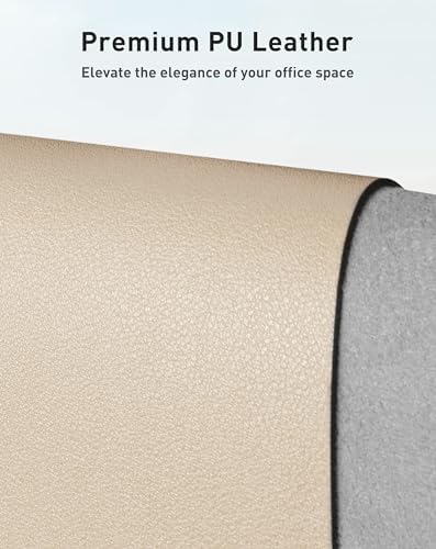 Aothia Faux Leather Desk Mat - Large Mouse Pad, Non-Slip PU Leather Blotter, Waterproof Writing Surface for Office and Home (Beige, 40" x 24") - Image 2