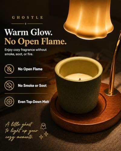 Ceramic Ghost Candle Warmer Lamp with Timer, Spooky Cute Wax Melter - Image 3