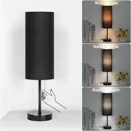 Dott Arts 18" Table Lamp for Bedroom, 3-Color Bedside Lamps with Pull Chain - Image 2