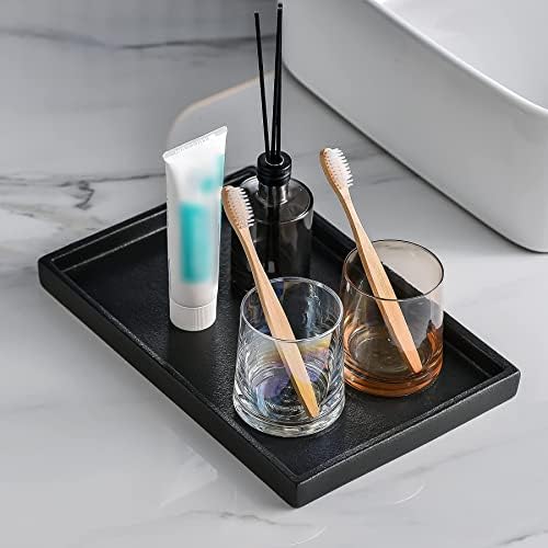 Ceramic Makeup Tray Redelaenor, Black Bathroom Accessories Holder for Kitchen Sink Organizer and Home Decorative Tray Rectangle Small Bathroom Sink Trays for Counter - Image 2