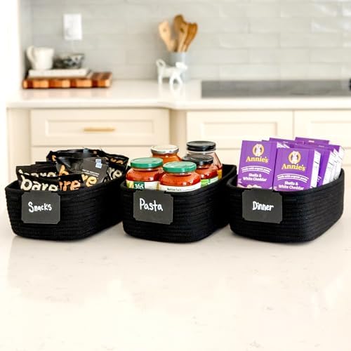 NaturalCozy 11.8"x8"x4.5” Rectangle Storage Baskets for Shelves 3 Pack | Cotton Rope Woven Small Baskets for Organizing | Small Storage Bins for Nursery, Bathroom, Closet, Shelf, Decorative, Gift - Image 4