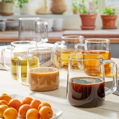 Large Glass Coffee Mugs, 24 oz Glass Coffee Cups Set of 6, Clear Borosilicate Glass Mugs with Handles for Cappuccino, Tea, Latte, Hot/Cold Beverages, Wine, Americano, Smoothies - Image 7