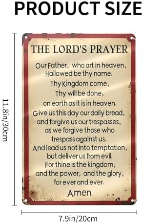 The Lord's Prayer Metal Tin Signs,Our Father Who Art In Heaven Inspirational Wall Art Christian Sign Verse Wall Sign for Home Kitchen Office Cafe Farm Yard Man Cave Decor 8x12 Inch - Image 2