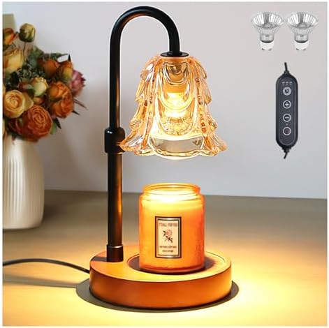 Candle Warmer Lamp with Timer Dimmer Adjustable Height for New Home House Bedroom Decor,Wax Melt Warmer with 2 Bulbs for Jar Candles, Gifts for Mom Women Friend Sister Mothers Day Birthday | Black by Rugfew