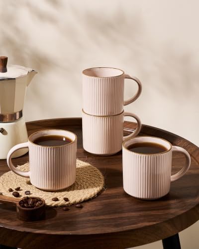 famiware Coffee Mug Set of 8, Star 12 oz Ceramic Mugs Cups Set with Handle - Image 3
