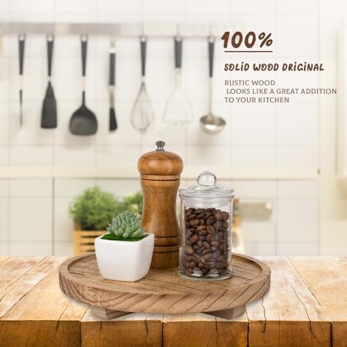 Round Decorative Tray Farmhouse Kitchen Decor Soap Dish, 9" Brown - Image 2
