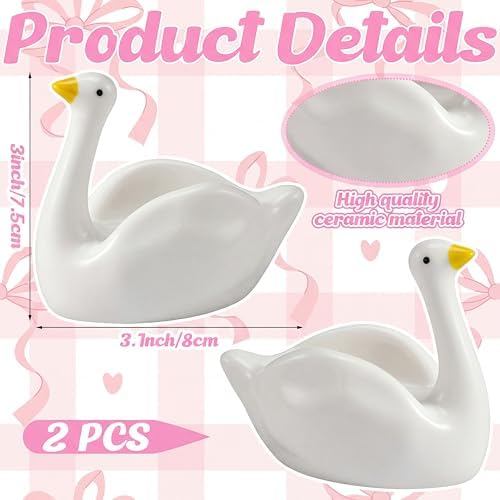 2 Pcs Silly Goose Jewelry Tray Trinket Dishes Ceramic Ring Holder Small Trinket Bowl Cute Decorative Silly Goose Room Decor Vanity Accessories for Rings Earrings Necklaces Watch Keys - Image 5