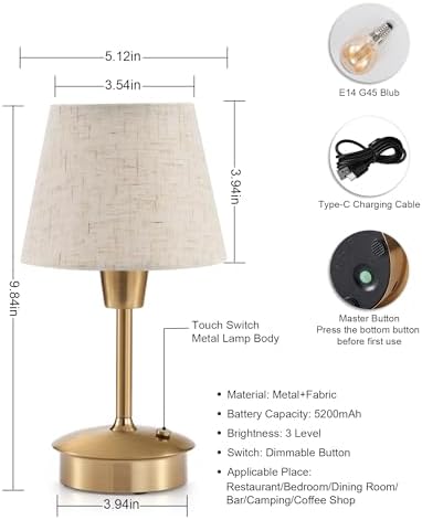 Small Rechargeable Cordless Table Lamp for Restaurant Dining Table - Image 6