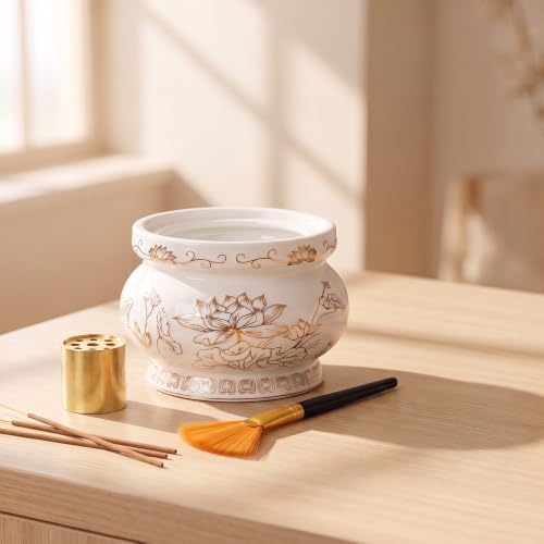 4Inch Ceramic Incense Burner Bowl Chinese Buddhist Incense Bowl by ARBTOTCE