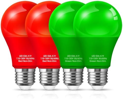 JandCase Christmas Red Green LED Light Bulb Outdoor Decor [4 Pack] by JandCase