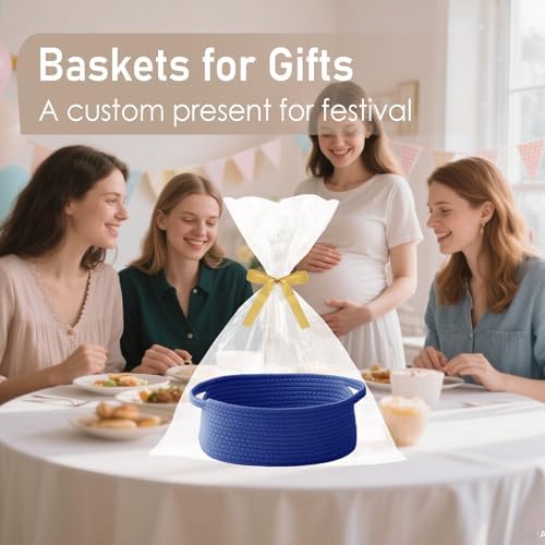 JMvicyroam Small Woven Basket, Empty Gift Basket, Navy Blue/1 Pack - Image 4