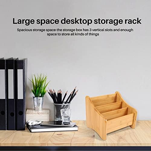 Wood Desk Organizer Bamboo Remote Control Holder Storage Container with 3 Compartments for Pen Pencil Phone Eyeglasses - Image 7