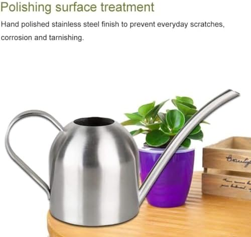 Metal Indoor Plant Watering Can, 500ml/17OZ Stainless Steel Small Watering Can Pot with Long Spout, Mini Garden Watering Pot with Comfort Handle for Office House Balcony Succulent Flowers - Image 4
