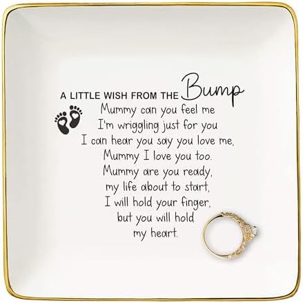 First Time Mother's Day Christmas Gift for New Mommy,New Mom Gift from Baby Bump-Appreciates Present-Mama to Be-Pregnancy Announcement Present-Jewelry Tray Trinket Holder Ring Dish-A Little Wish by NZY