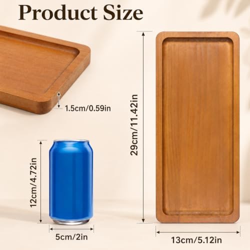 cobee Small Acacia Wooden Tray, 11.5'' Bathroom Vanity Tray for Counter - Image 2