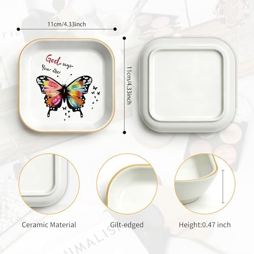 Birthday Gifts for Women Butterfly Jewelry Dish Scripture Christian Gifts - Image 3
