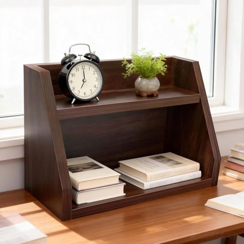 ONCHEER Desktop Organizer Storage Book Shelf, Desk Bookcase File Holder for Home Office Workplace Storage Rack for Small Gadget - Image 2