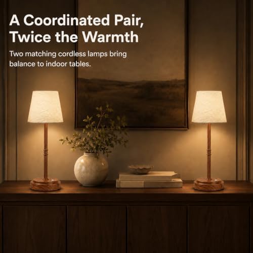 Cordless Table Lamps 2 Pack, Rechargeable Battery Operated Lamps, Wood - Image 6