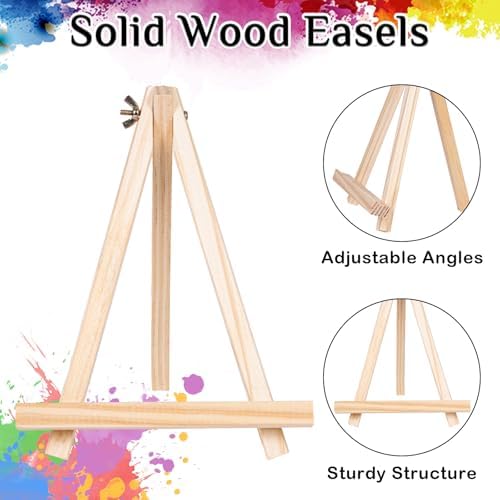 10 Pack 8 x 10In Canvas Boards and Easel Set Sip and Paint Kit for Adults Teens with Acrylic Paint 50 Brushes Art Painting Drawing Party Supplies - Image 4
