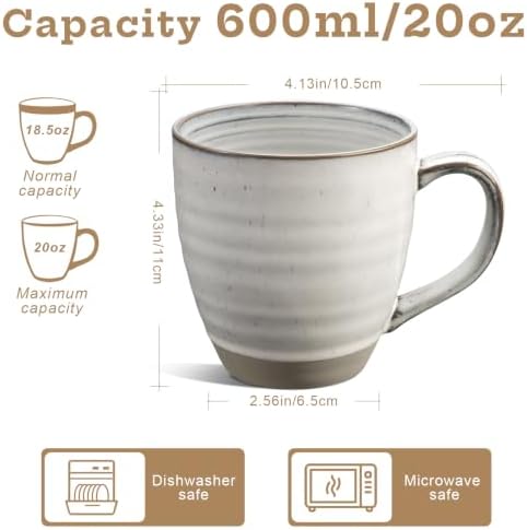 Handmade Ceramic 20oz Coffee Mug, Pottery Cup for Tea - Image 2