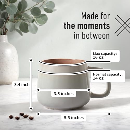 Ava Nord Large Stoneware Ceramic Coffee Mugs Set of 4 | 16 oz | Sage Ash - Image 2