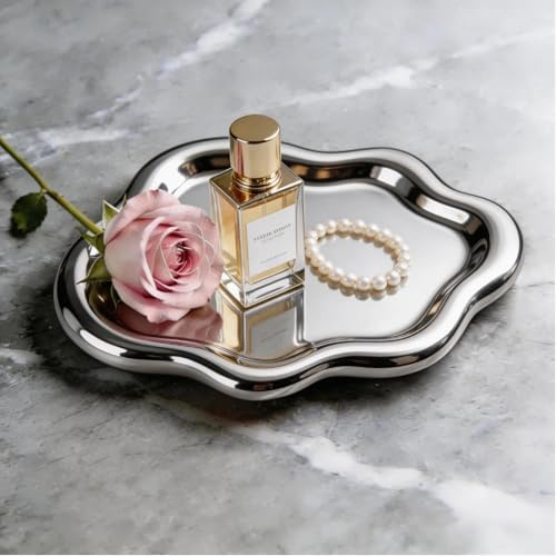 Ceramic Jewelry Tray Trinket Dish, Cloud Shaped, Silver - Image 2