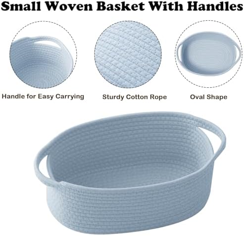 Blue Woven Rope Basket - Baby Gift Basket with Bag & Ribbon - Image 3