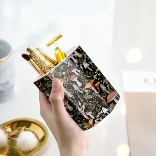 Cute Ceramic Pen Holder for Desk, Pencil Pen Cup, Makeup Brush Holder, Desktop Supplies and Accessories for Women, Pen Pencil Stationery for Office Home Art Supply, Mushrooms Pattern - Image 3