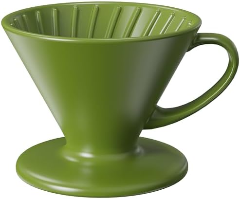 Artisan Series Coffee Dripper Made of High Fired Ceramic Material, Size 02, Ceramic Pour Over Coffee Maker Filter, Coffee Slow Brewing Accessories for Home, Office and Cafe, Green by DHPO