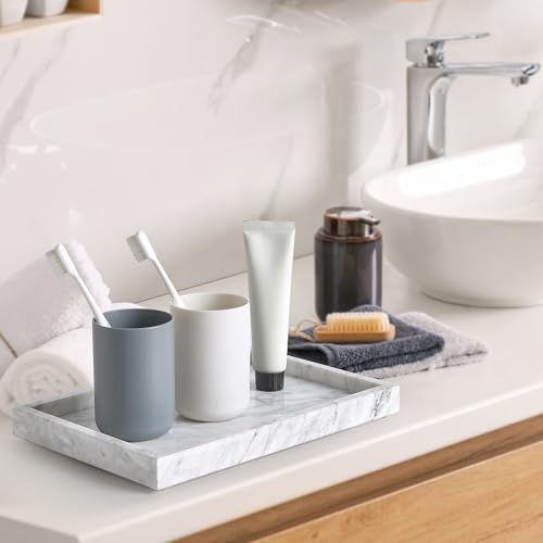 Natural Large Marble Vanity Tray, Stone Organizer for Bathroom & Kitchen - Image 5